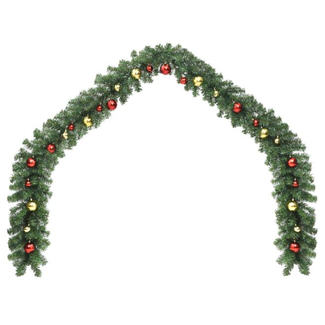 Christmas Garland Decorated with Baubles – 5 M