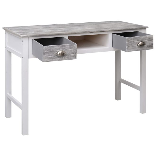 Writing Desk 110x45x76 cm Wood – White and Grey