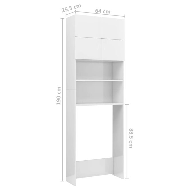 Washing Machine Cabinet 64×25.5×190 cm Engineered Wood – White