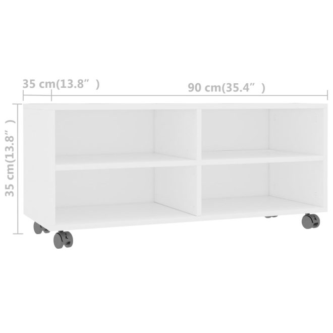 Tarpon TV Cabinet with Castors 90x35x35 cm Engineered Wood – White