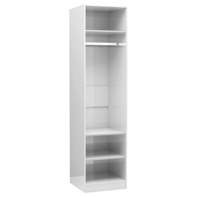 Wardrobe Engineered Wood – 50x50x200 cm, High Gloss White