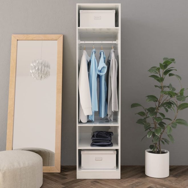 Wardrobe Engineered Wood – 50x50x200 cm, High Gloss White