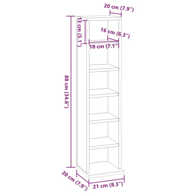 CD Cabinet 21x20x88 cm Engineered Wood – White