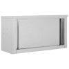 Kitchen Wall Cabinet with Sliding Doors Stainless Steel – 90x40x50 cm