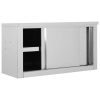 Kitchen Wall Cabinet with Sliding Doors Stainless Steel – 90x40x50 cm