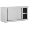 Kitchen Wall Cabinet with Sliding Doors Stainless Steel – 90x40x50 cm