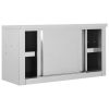 Kitchen Wall Cabinet with Sliding Doors Stainless Steel – 90x40x50 cm