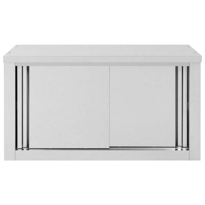 Kitchen Wall Cabinet with Sliding Doors Stainless Steel – 90x40x50 cm