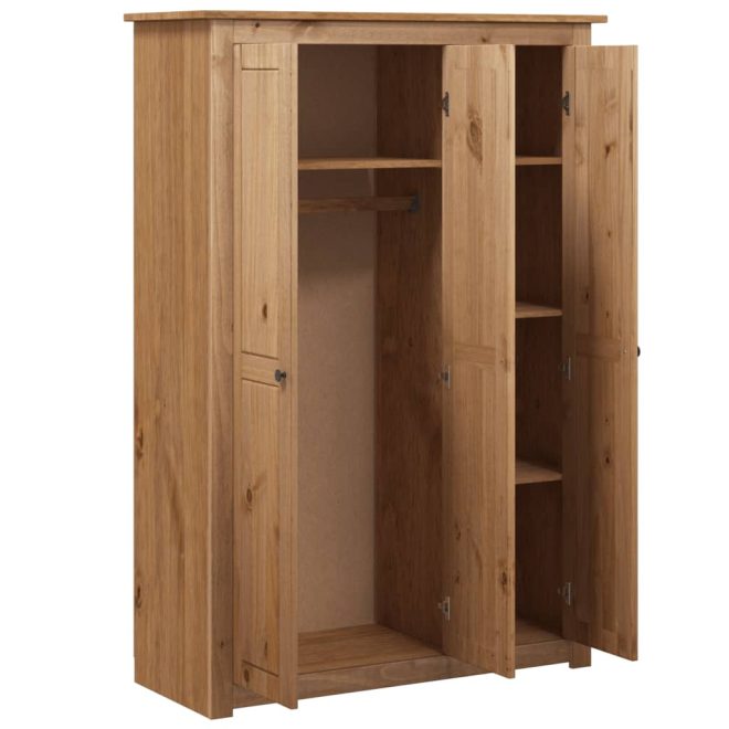 3-Door Wardrobe Pine Panama Range – 118x50x171.5 cm, Brown