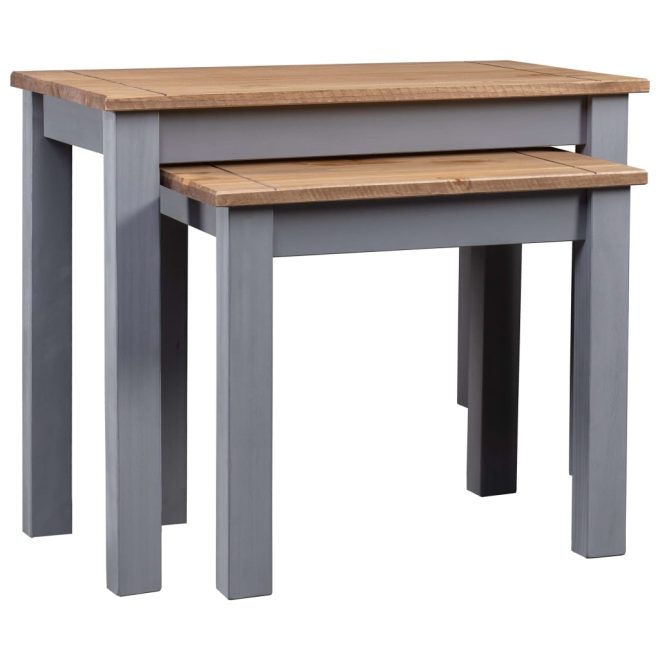 Nesting Tables 2 pcs Solid Pine Wood Panama Range – Grey