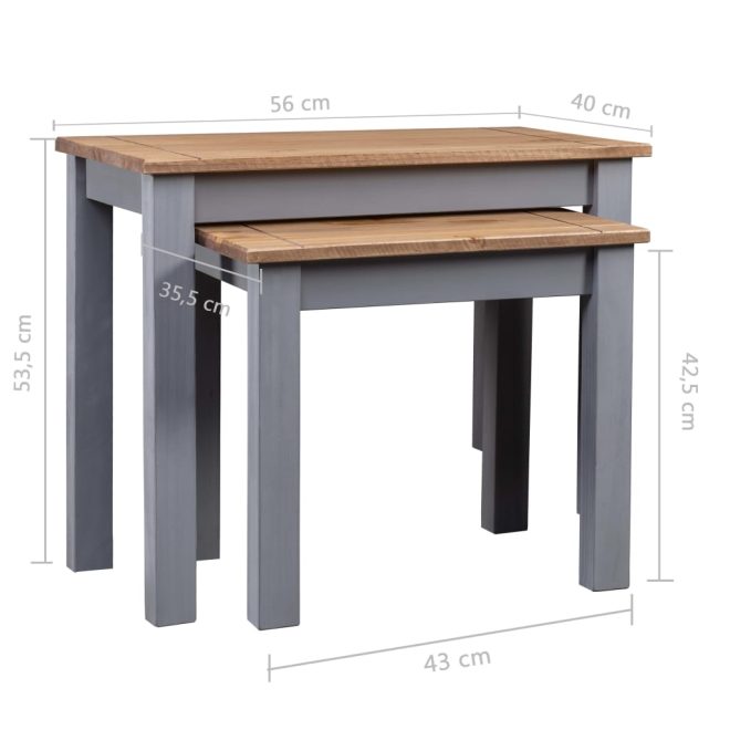 Nesting Tables 2 pcs Solid Pine Wood Panama Range – Grey