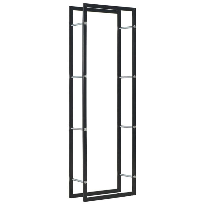 Firewood Rack Black Steel – 50x20x150 cm