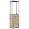 Firewood Rack Black Steel – 50x20x150 cm