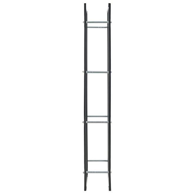 Firewood Rack Black Steel – 50x20x150 cm