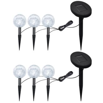 Solar Bowl LED Garden Lights with Spike Anchors & Solar Panel