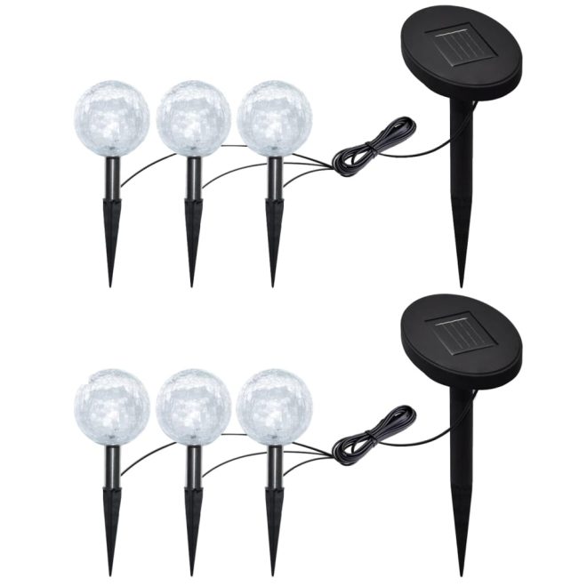 Solar Bowl LED Garden Lights with Spike Anchors & Solar Panel – 6