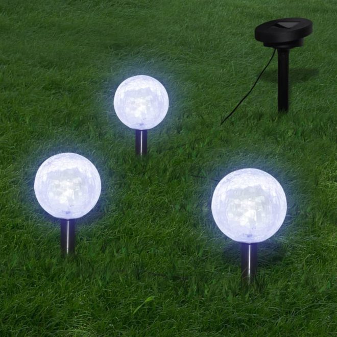 Solar Bowl LED Garden Lights with Spike Anchors & Solar Panel – 6