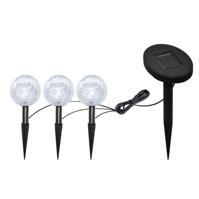 Solar Bowl LED Garden Lights with Spike Anchors & Solar Panel – 6