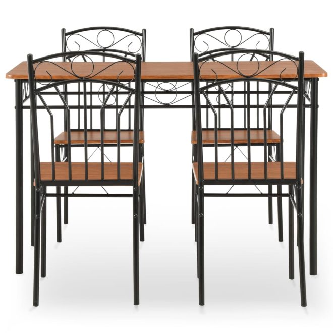 Dining Set MDF and Steel Brown – 5