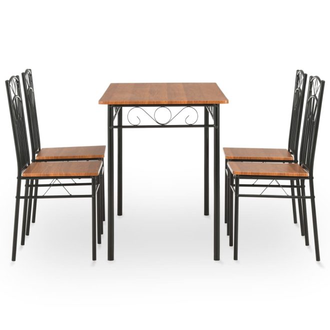 Dining Set MDF and Steel Brown – 5