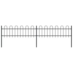 Garden Fence with Hoop Top Steel Black – 0.6 m, 3.4 m