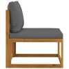 Garden Lounge Set with Cushions Solid Acacia Wood – Dark Grey, Corner + 2X Middle + 2X Footrest + Table