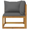 Garden Lounge Set with Cushions Solid Acacia Wood – Dark Grey, Corner + 2X Middle + 2X Footrest + Table