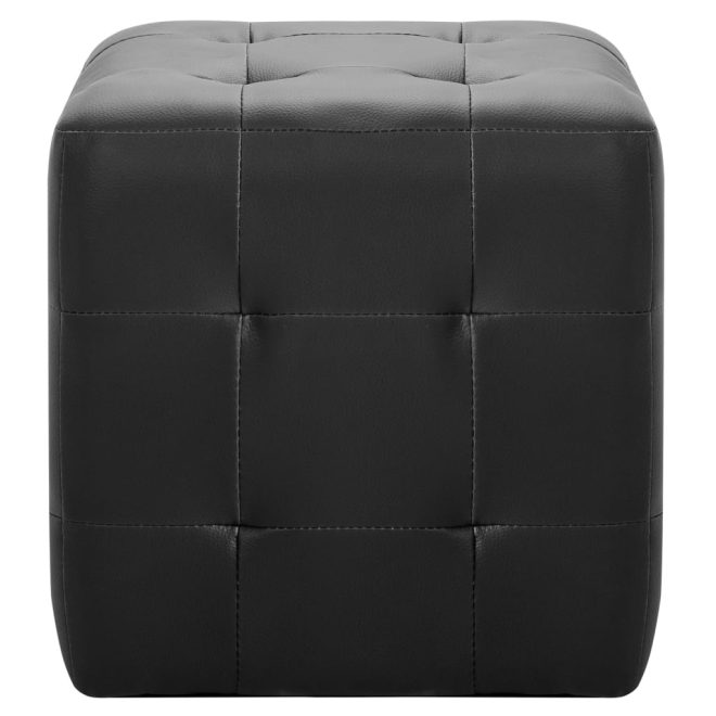 Pouffe 2 pcs 30x30x30 cm Faux Leather – Black