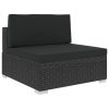 5 Piece Garden Lounge Set with Cushions Poly Rattan Black