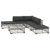 Garden Lounge Set with Cushions Poly Rattan – 1 x Corner sofa + 2 x Middle sofa + 2 x Footrest + 1 x Coffee table