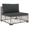 Garden Lounge Set with Cushions Poly Rattan – 1 x Corner sofa + 2 x Middle sofa + 2 x Footrest + 1 x Coffee table