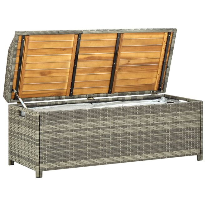 Garden Storage Bench 120 cm Poly Rattan – Grey