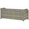 Garden Storage Bench 120 cm Poly Rattan – Grey