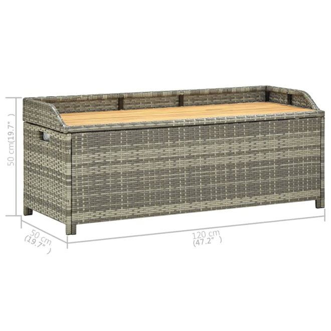 Garden Storage Bench 120 cm Poly Rattan – Grey