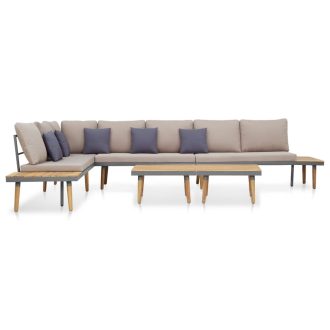 7-Seater Garden Lounge Set with Cushions Solid Acacia Wood