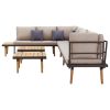 8-Seater Garden Lounge Set with Cushions Solid Acacia Wood – Brown and Grey