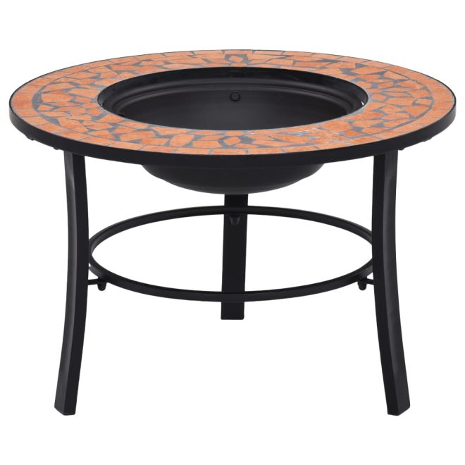 Mosaic Fire Pit 68cm Ceramic – Terracotta