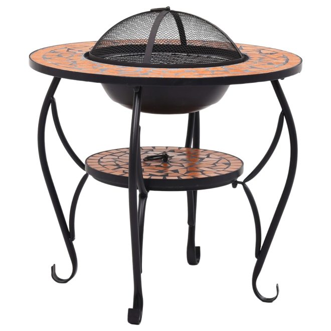 Mosaic Fire Pit Table 68 cm Ceramic – Terracotta