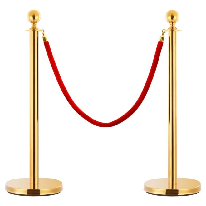 3 Piece VIP Queue Barrier Set Stainless Steel – Gold