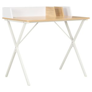 Desk and Natural 80x50x84 cm – White and Brown