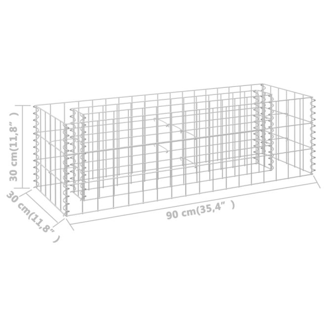 Gabion Raised Bed Galvanised Steel – 90x30x30 cm