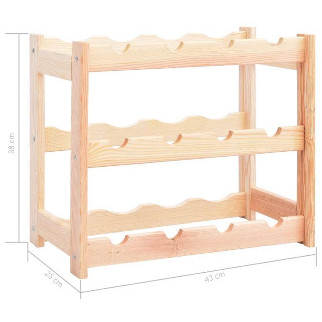 Wine Rack for Bottles Solid Wood Pine – 12