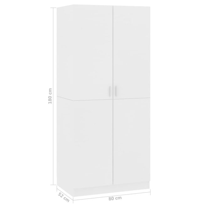 Wardrobe 80x52x180 cm Engineered Wood – White