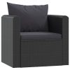 Garden Lounge Set with Cushions Poly Rattan Black – 3X Corner + 4X Middle + 2X Table