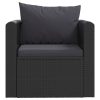 Garden Lounge Set with Cushions Poly Rattan Black – 3X Corner + 4X Middle + 2X Table