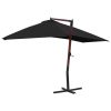 Hanging Parasol with Wooden Pole 400×300 cm – Black