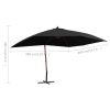 Hanging Parasol with Wooden Pole 400×300 cm – Black