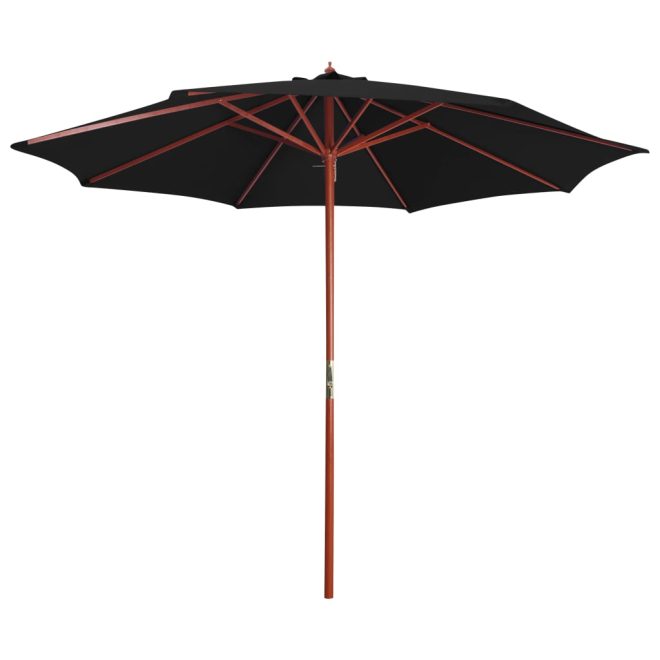 Parasol with Wooden Pole 300×258 cm – Black