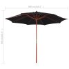 Parasol with Wooden Pole 300×258 cm – Black