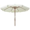 Outdoor Parasol with Wooden Pole 330 cm – Sand White